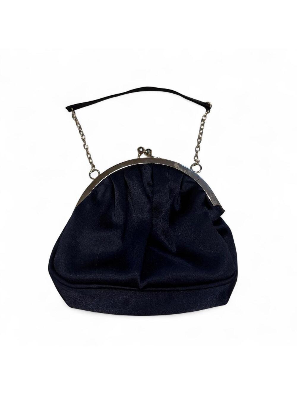 Bijoux Terner Vintage 90s-Y2K Navy Satin Evening Coin Purse Bag